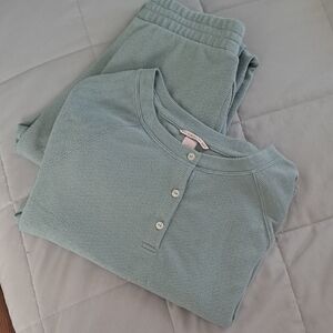 Cozy Waffle Knit Henley Lounge Set